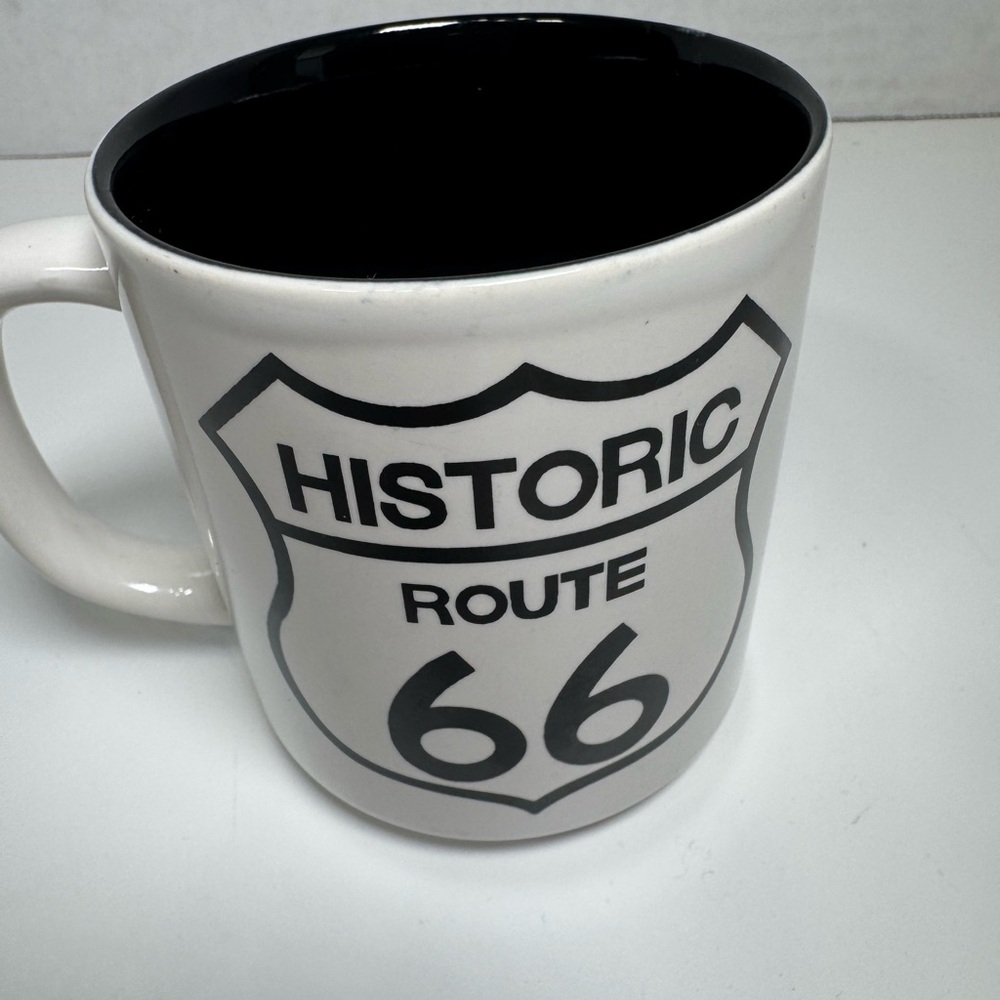 White and Black Historic Route 66 Ceramic Mug